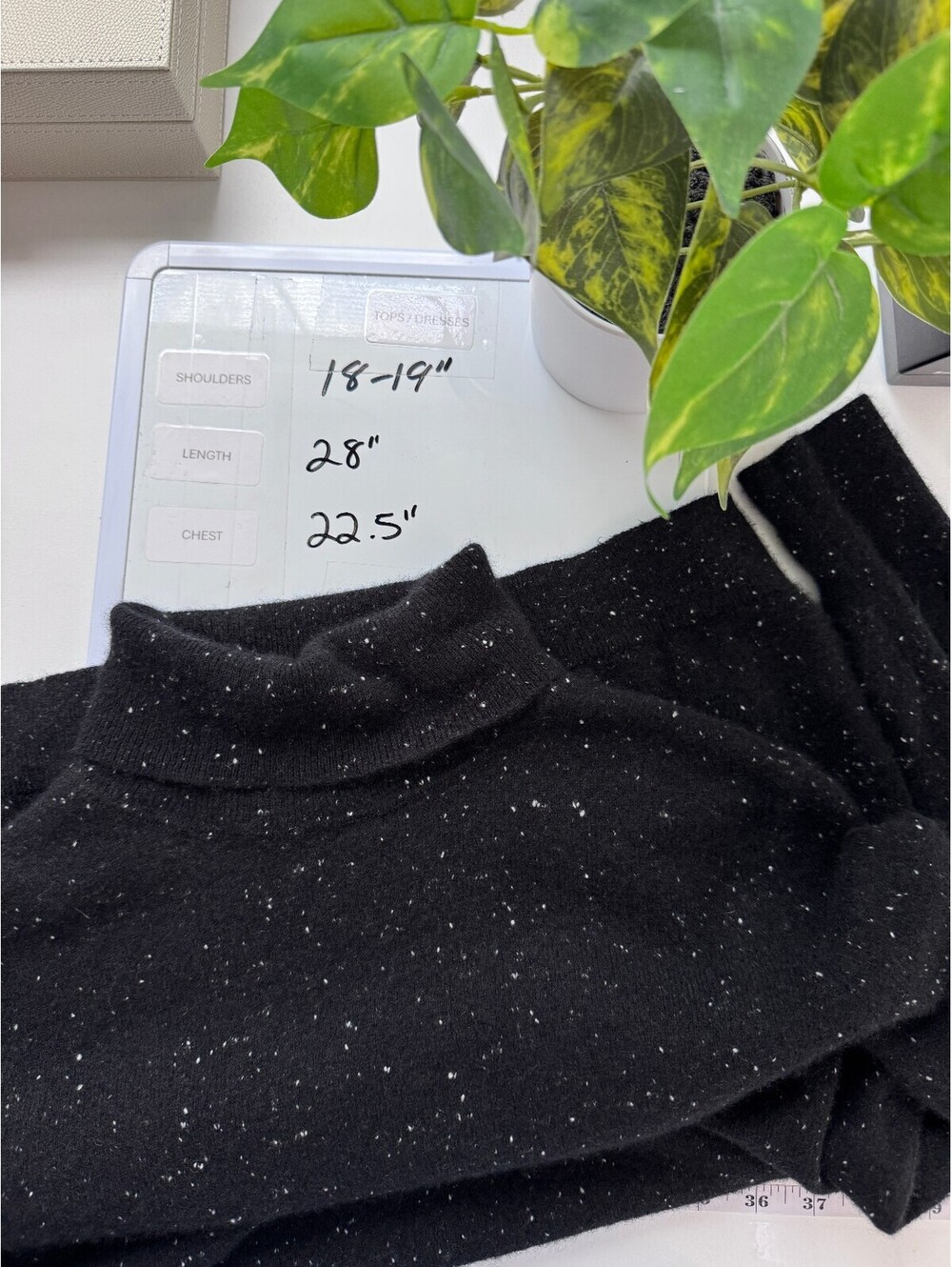 Premium Talbots Donegal Black Speckled Pure Cashmere Turtleneck Sweater Woman 1X - Picture 7 of 7